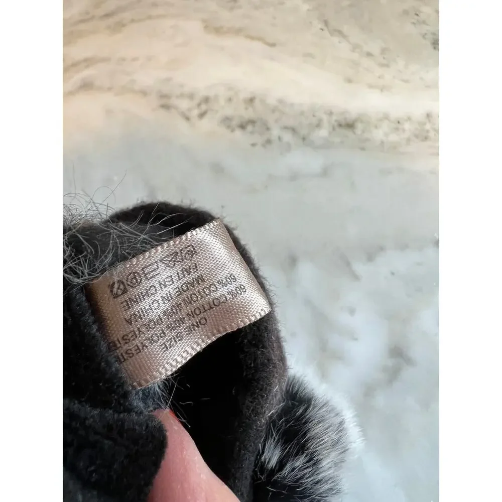 Rabbit Fur Trimmed Fuzzy Tech Gloves